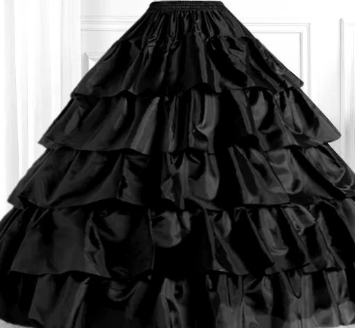 A black four-tier boned petticoat